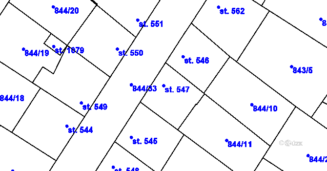 Parcela st. 547 v KÚ Kostelec nad Labem, Katastrální mapa
