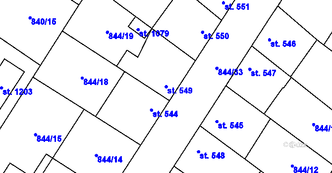 Parcela st. 549 v KÚ Kostelec nad Labem, Katastrální mapa