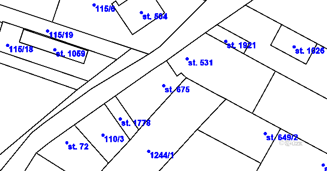 Parcela st. 675 v KÚ Kostelec nad Labem, Katastrální mapa