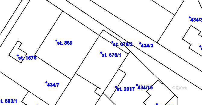 Parcela st. 676/1 v KÚ Kostelec nad Labem, Katastrální mapa