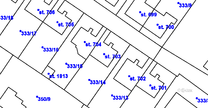 Parcela st. 703 v KÚ Kostelec nad Labem, Katastrální mapa