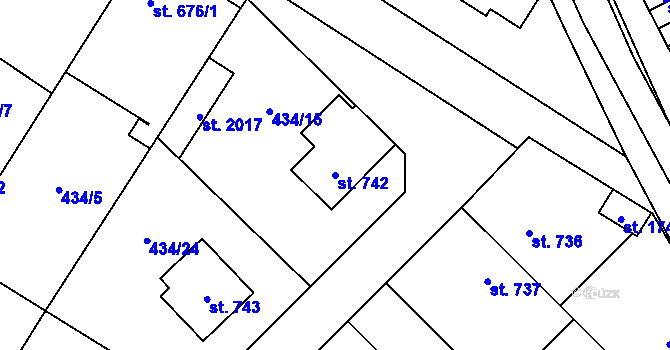 Parcela st. 742 v KÚ Kostelec nad Labem, Katastrální mapa