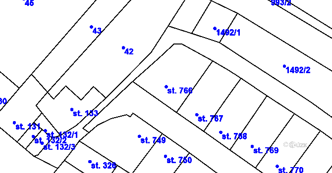 Parcela st. 766 v KÚ Kostelec nad Labem, Katastrální mapa