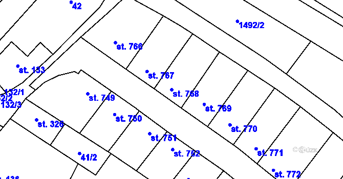 Parcela st. 768 v KÚ Kostelec nad Labem, Katastrální mapa