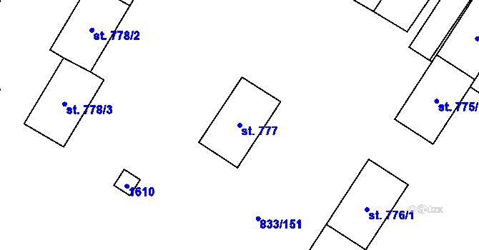 Parcela st. 777 v KÚ Kostelec nad Labem, Katastrální mapa