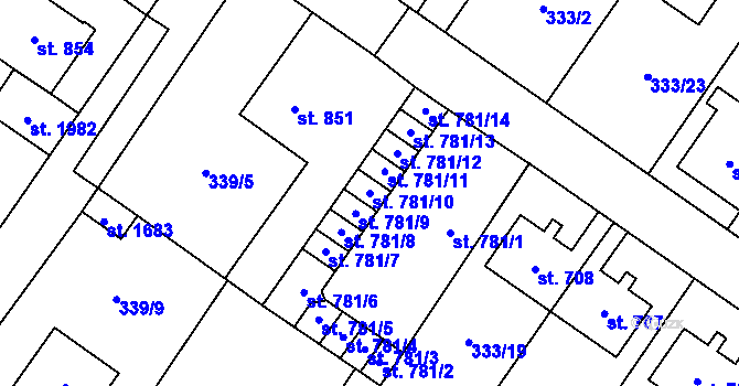 Parcela st. 781/10 v KÚ Kostelec nad Labem, Katastrální mapa