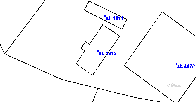 Parcela st. 1212 v KÚ Kostelec nad Labem, Katastrální mapa