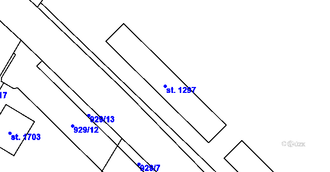 Parcela st. 1297 v KÚ Kostelec nad Labem, Katastrální mapa