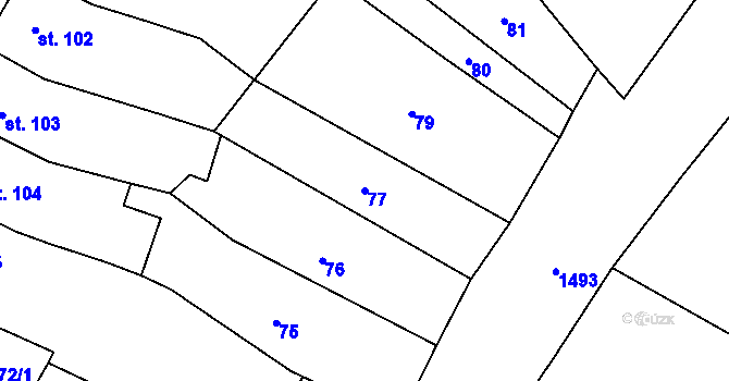 Parcela st. 77 v KÚ Kostelec nad Labem, Katastrální mapa