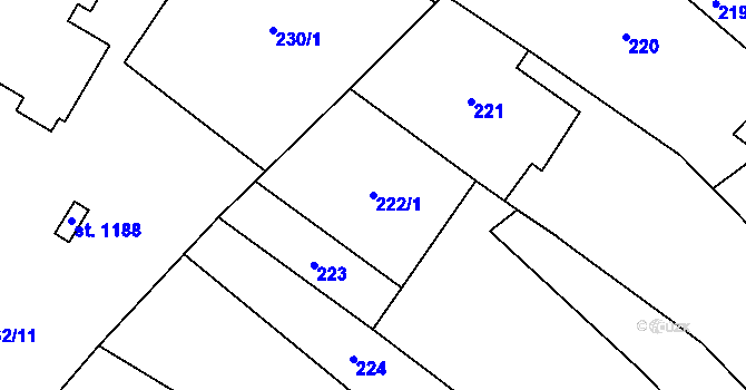 Parcela st. 222/1 v KÚ Kostelec nad Labem, Katastrální mapa