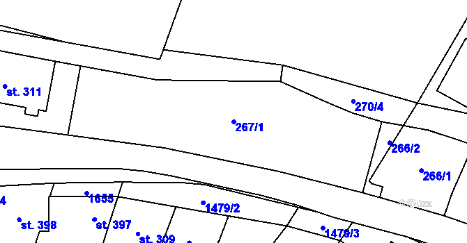 Parcela st. 267/1 v KÚ Kostelec nad Labem, Katastrální mapa