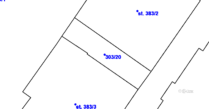 Parcela st. 303/20 v KÚ Kostelec nad Labem, Katastrální mapa