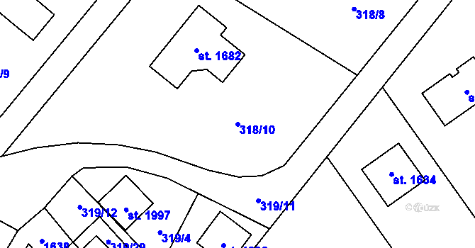 Parcela st. 318/10 v KÚ Kostelec nad Labem, Katastrální mapa