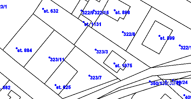 Parcela st. 323/3 v KÚ Kostelec nad Labem, Katastrální mapa