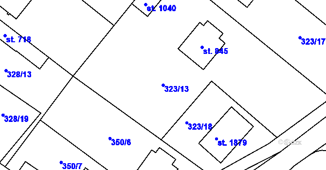 Parcela st. 323/13 v KÚ Kostelec nad Labem, Katastrální mapa