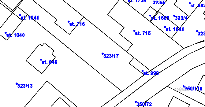 Parcela st. 323/17 v KÚ Kostelec nad Labem, Katastrální mapa