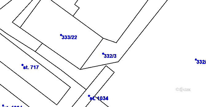 Parcela st. 332/3 v KÚ Kostelec nad Labem, Katastrální mapa