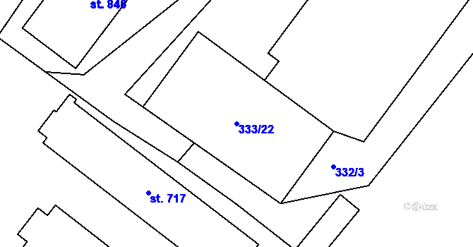 Parcela st. 333/22 v KÚ Kostelec nad Labem, Katastrální mapa