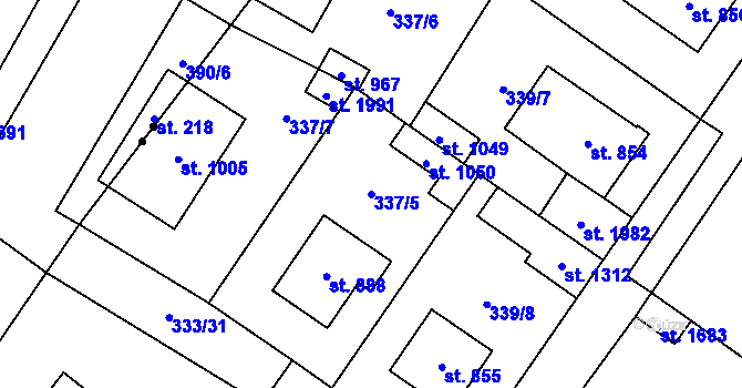 Parcela st. 337/5 v KÚ Kostelec nad Labem, Katastrální mapa