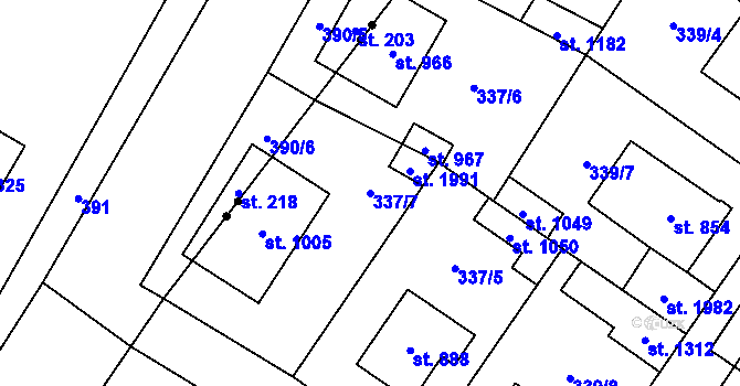 Parcela st. 337/7 v KÚ Kostelec nad Labem, Katastrální mapa