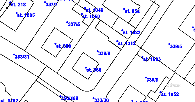 Parcela st. 339/8 v KÚ Kostelec nad Labem, Katastrální mapa