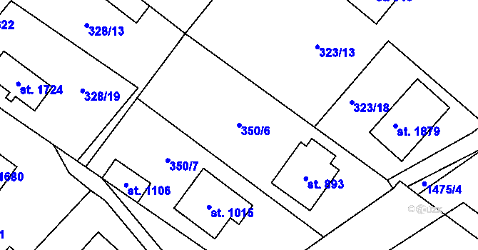 Parcela st. 350/6 v KÚ Kostelec nad Labem, Katastrální mapa