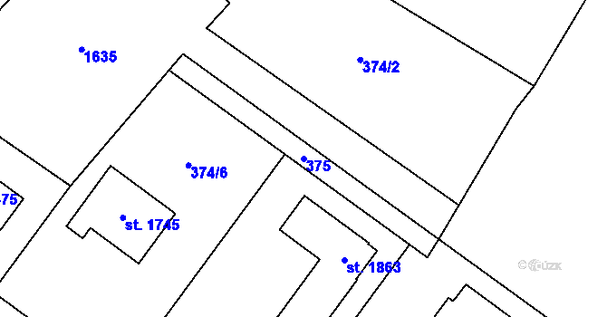 Parcela st. 375 v KÚ Kostelec nad Labem, Katastrální mapa