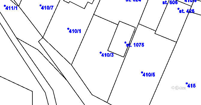 Parcela st. 410/3 v KÚ Kostelec nad Labem, Katastrální mapa
