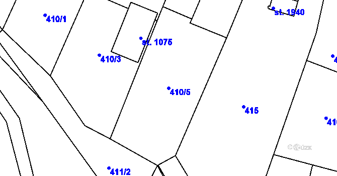 Parcela st. 410/5 v KÚ Kostelec nad Labem, Katastrální mapa