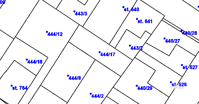 Parcela st. 444/17 v KÚ Kostelec nad Labem, Katastrální mapa