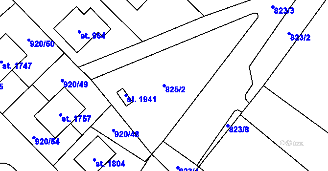Parcela st. 825/2 v KÚ Kostelec nad Labem, Katastrální mapa