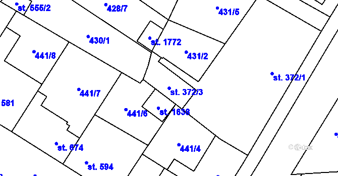 Parcela st. 372/3 v KÚ Kostelec nad Labem, Katastrální mapa