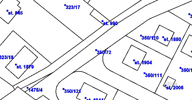Parcela st. 350/72 v KÚ Kostelec nad Labem, Katastrální mapa