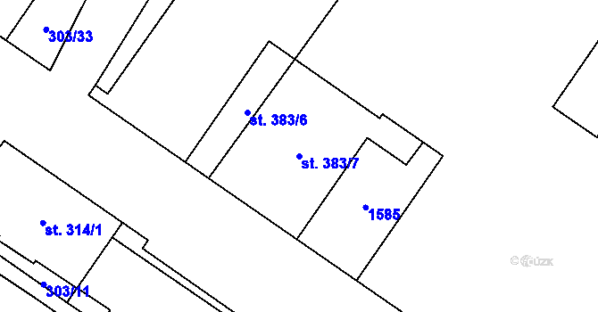 Parcela st. 383/7 v KÚ Kostelec nad Labem, Katastrální mapa