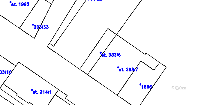 Parcela st. 383/6 v KÚ Kostelec nad Labem, Katastrální mapa