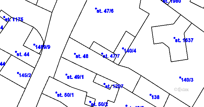 Parcela st. 47/7 v KÚ Kostelec nad Labem, Katastrální mapa