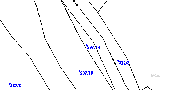 Parcela st. 287/14 v KÚ Kostelec nad Labem, Katastrální mapa