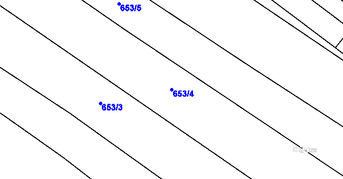 Parcela st. 653/4 v KÚ Kostelec nad Labem, Katastrální mapa
