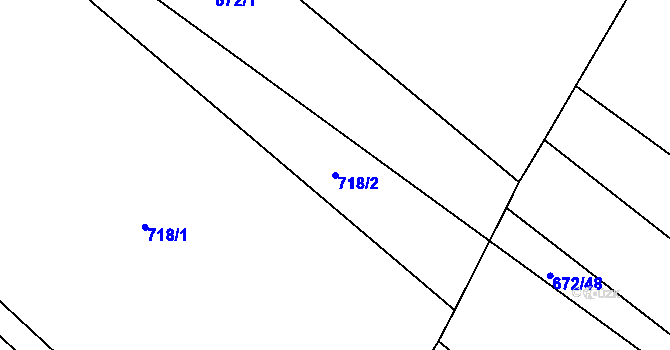 Parcela st. 718/2 v KÚ Kostelec nad Labem, Katastrální mapa