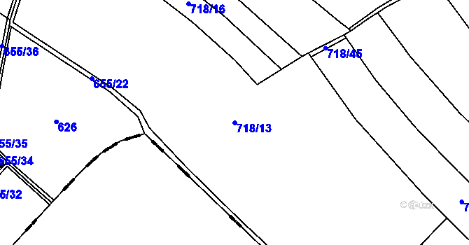 Parcela st. 718/13 v KÚ Kostelec nad Labem, Katastrální mapa