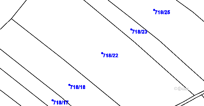Parcela st. 718/22 v KÚ Kostelec nad Labem, Katastrální mapa