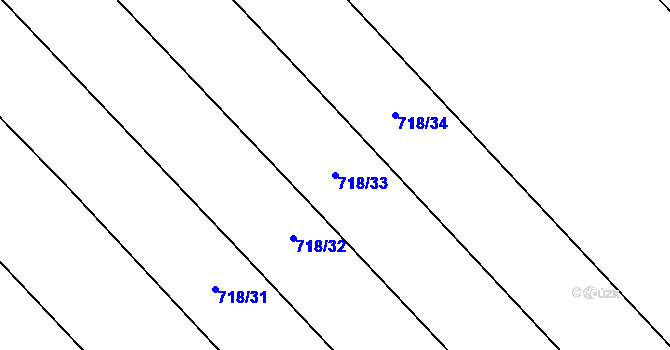 Parcela st. 718/33 v KÚ Kostelec nad Labem, Katastrální mapa