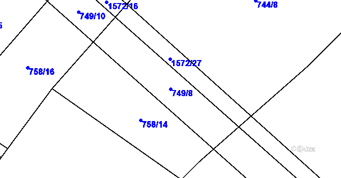 Parcela st. 749/8 v KÚ Kostelec nad Labem, Katastrální mapa