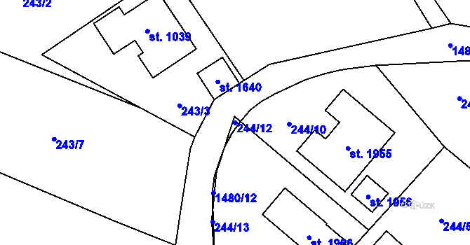 Parcela st. 244/12 v KÚ Kostelec nad Labem, Katastrální mapa