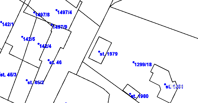 Parcela st. 1979 v KÚ Kostelec nad Labem, Katastrální mapa