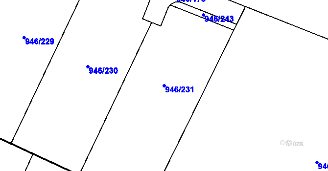Parcela st. 946/231 v KÚ Kostelec nad Labem, Katastrální mapa