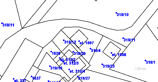 Parcela st. 1997 v KÚ Kostelec nad Labem, Katastrální mapa