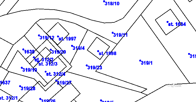 Parcela st. 1998 v KÚ Kostelec nad Labem, Katastrální mapa