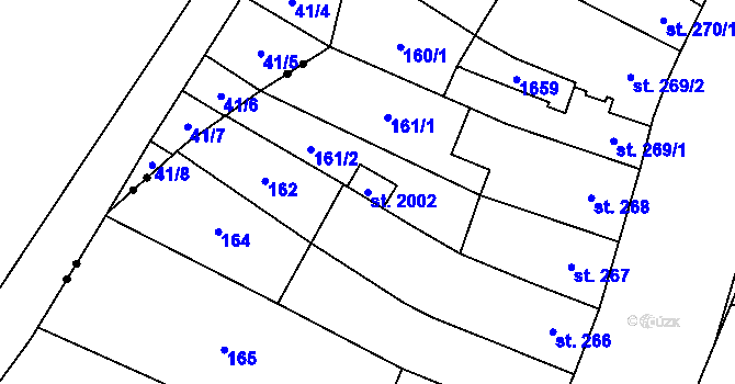 Parcela st. 2002 v KÚ Kostelec nad Labem, Katastrální mapa