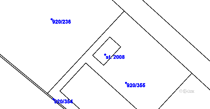 Parcela st. 2008 v KÚ Kostelec nad Labem, Katastrální mapa